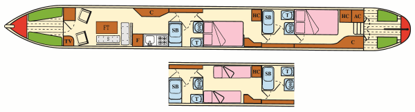 Plan of Cedar-Class 4/6 Berth Holiday Barges