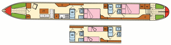 Plan of Cedar-Class 4/6 Berth Holiday Barges