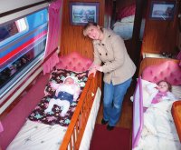 Cotsides (left) and Bed Guard (right) in our Hire Narrowboat's bedroom