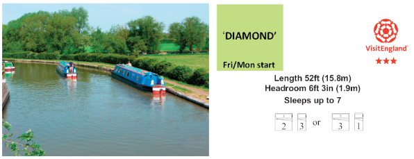 7 Berth UK Canal Hire Boat Diamond