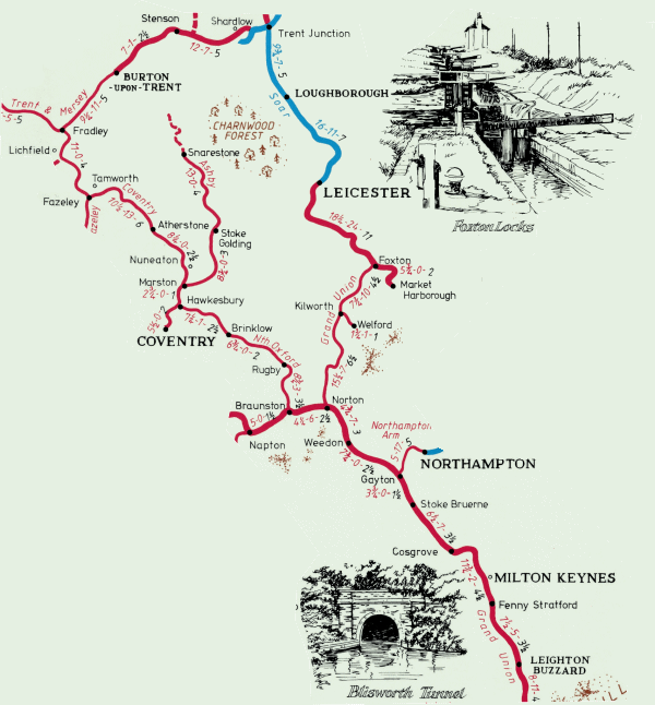 Leicester Ring Canal Holiday Cruise Map