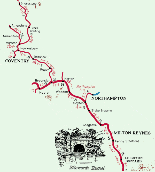 North Oxford & Ashby Canals Route Map