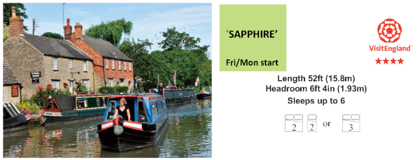4/6 Berth Holiday Canalboat Sapphire