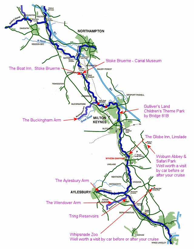 3-4 day cruise map for narrowboats