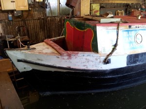 Stern of Raymond Historical Narrowboat Before Restoration