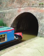 Wyvern canal boat entering a tunnel